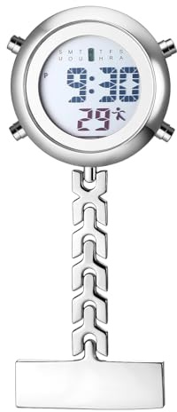 JewelryWe Krankenschwesteruhr Digitale Taschenuhr mit Clip, Elektronische Digitaluhr Multifunktionale Ärzte Krankenschwester Uhr Arbeitsuhr mit Kalender, Alarm, Stoppuhr