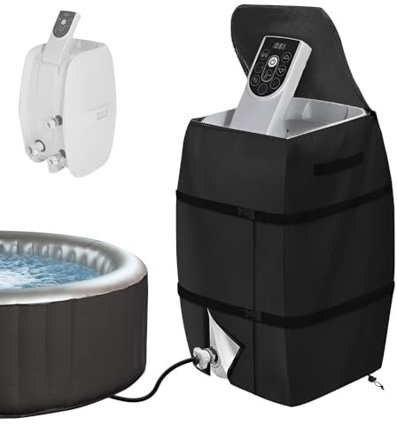 WDKXCN Waterproof Hot Tub Pump Cover, Dustproof Spa Heater Protection, 43x38x54 CM for Pool, Outdoor (Black)