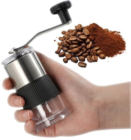 Newscz 1 molinillo de café manual de acero inoxidable grueso y fino ajustable para 1 a 2 personas, molinillo de café portátil de viaje para varios granos de café, molinillos manuales