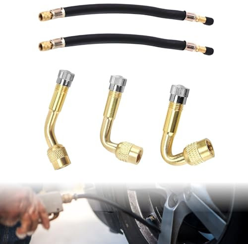 Lyivisk 3 Pièces Rallonge Extension Valve Pneu, 45° 90° 135° Air Pneu Valve de Adaptateur, Adaptateur Valve Velo avec 2 Extensions de Valve, pour Voitures, Motos