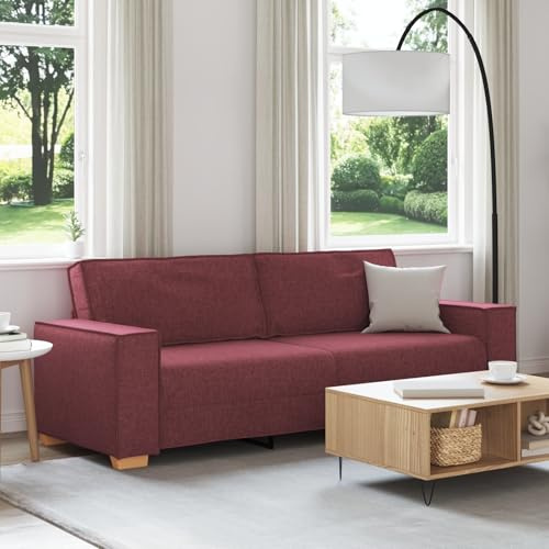 Massbinet 3-Sitzer-Sofa Weinrot 180 cm Stoff Couch mit Breite Armlehnen für Schlafzimmer Spielzimmer