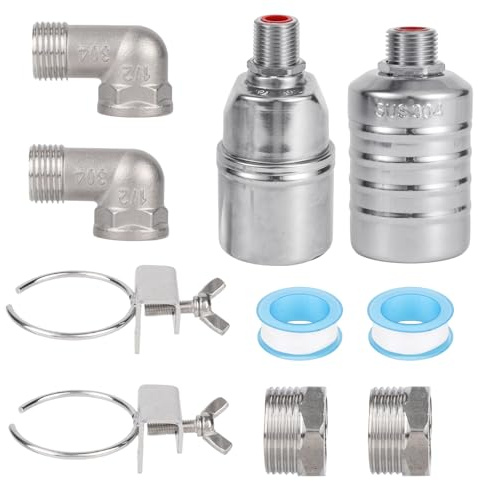 2 Sets Wasser-Schwimmerventile, 1/2 bis 3/4 Automatisches Wasserstand-Regelventil Edelstahl Wasserleitung-Absperrregler für Aquarium Viehtränke Pool Zisterne & Aquarium