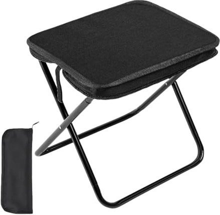 KIKAWORD Camping Stools Folding Lightweight, Portable Small Foldable Stool,Outdoor Lazy Chair for Party, Hiking, Fishing and Camping,With Storage Bag(Black)