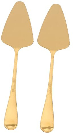 TOYZFRIENDY 2 Pezzi Taglio Per Pizza in Acciaio Resistente Due Di Spatola Per Torta Portatile Pizza Multifunzionale Per Cucina Domestica Facile Da Pulire Color Oro