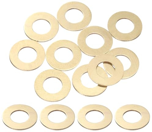 sourcing map 10 arandelas planas de latón M12, 24 mm de diámetro interior x 12 mm de diámetro exterior x 1,5 mm de grosor, junta de anillo de sellado métrica para tornillos, pernos, tuercas