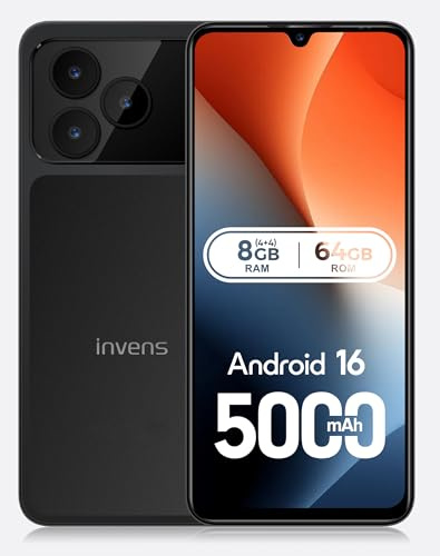 invens Note 17P Téléphone Portable Pas Cher, 20(4+16) Go+64Go Rom(TF 256Go) Smartphone, 16MP+8MP caméra, Écran 6,9 HD+, Batterie 5000mAh, téléphone Portable Débloqué, Telephone Pas Cher sans Forfait