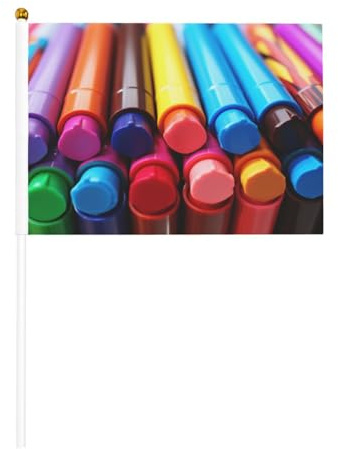 Mini pastelli colorati bandiere su bastone – 14 x 20,8 cm piccole bandiere USA per esterni, decorazioni 4 luglio, decorazione patriottica, asta per bandiera portatile, bandiere portatili sei pezzi