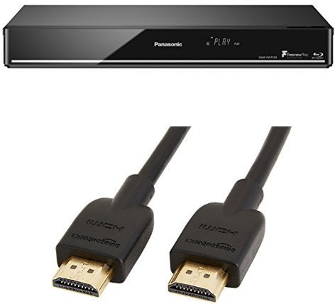Panasonic Smart Blu-Ray Player with 500 GB HDD Recorder and Freeview Play & Amazon Basics High-Speed 4K, Ultra HD, HDMI 2.0 Cable - 0.9m / 3 Feet (Latest Standard) Supports Ethernet, 3D, Audio Return