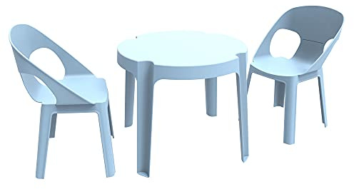 Resol Rita Conjunto Mesa Infantil con Sillas | 2 Sillas Niños y 1 Mesa de Plástico | Apilables y de Muy Fácil Limpieza y Mantenimiento | Set Rita - Color Azul Cielo