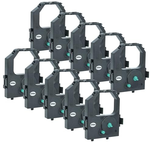 vhbw 10x Farbband Schriftband kompatibel mit IBM 2591N, 2590N, 2581N, 2591, 2590, 2581, 2580 Nadeldrucker, Bondrucker - Schwarz