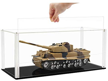 Tingacraft Acrílico Vitrina Cristal (34 x 15 x 14 cm) para Maqueta de Coche 1/18 Tanque 1/35, Caja Metacrilato Expositor para Colecciones