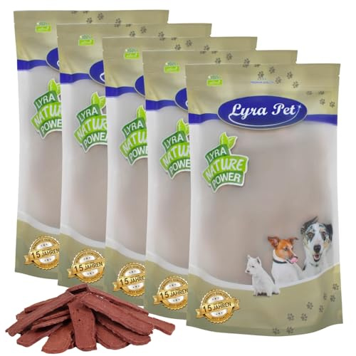 Lyra Pet® 5 kg Pferdefleischstreifen getrocknet - Kausnack für Hunde | Leckerli für Hunde - Proteinreicher Kauartikel mit Pferdefleisch - Idealer Belohnungs- und Trainingssnack - Gut verträglich