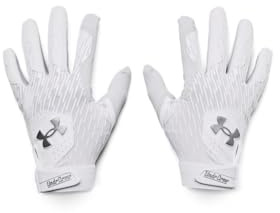 Under Armour Guantes de béisbol Clean Up para Hombre, (100) Blanco/Plateado metálico/Plateado metálico, Large