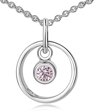 Xaana Taufkette Taufring mit einem ausgestanztem Herzchen und einem rosa Zirkonia-Einhänger inkl. Kette 36/38 cm 925er Sterlingsilber rhodiniert AMZ0578