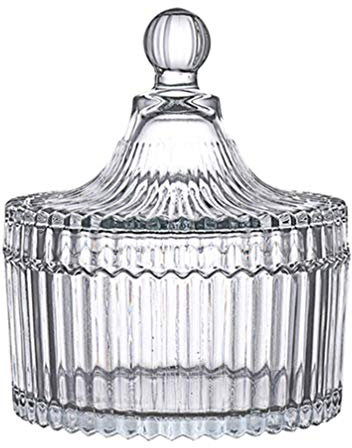 Sucrier/pot distributeur de bidon pot à épices sel assaisonnement, 1PCS 300m/10oz clair en forme de tente cristal pot à bonbons avec couvercle décoratif bol à bonbons boîte à biscuits mariage bonbons