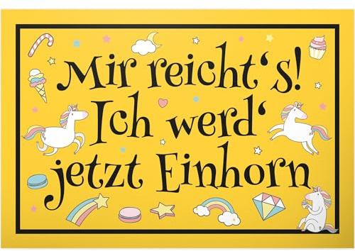 DankeDir! Einhorn - Schild 30 x 20 cm - Süßes Spruchschild Geschenkidee Mädchen & Frauen - Lustige Wanddeko Türschild Geburtstagskarte Karte Geschenkarte Geburtstagsgeschenk