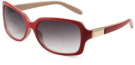 JM Klassiker Bifokale Lesesonnenbrille Rechteckig UV-Schutz | Zwei-in-Eins-Gleitsichtgläser, Langlebig und kratzfest, Stilvoll