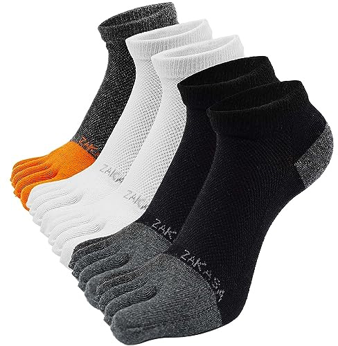 PUTUO Calzini con Dita da Sportivi per Uomo: Calze Sportive Corti Con Dita Separate Uomo Cotone Calze Running Sport Calzini Caviglia Atletici Traspirante 5 Paia 43-46