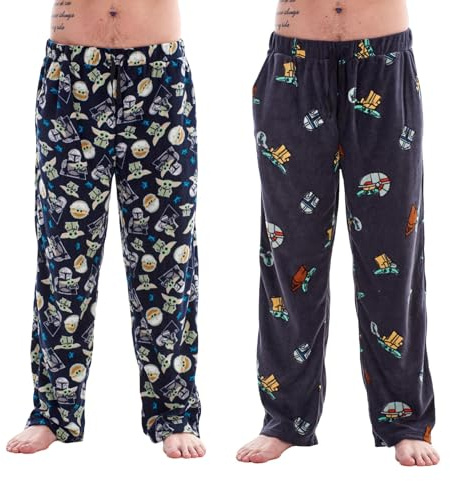 Keanu Pack of 2 Lounge Pants - Official Licensed Designs - Supersoft Fleece Pyjama Trouser Bottoms Night Wear (Mandalorian Pack - M)
