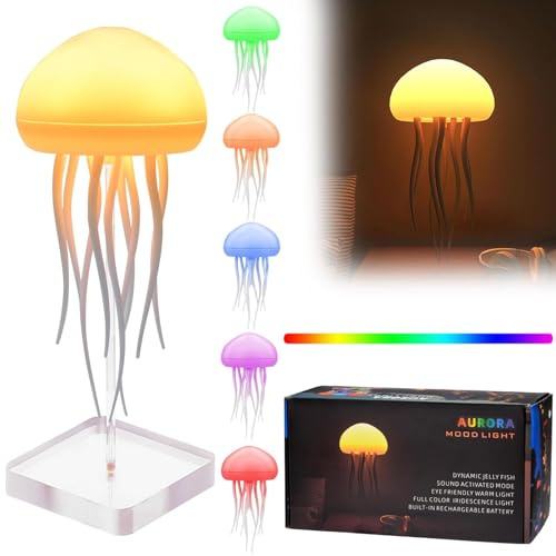 DAMIGHT Quallen Lampe, Jellyfish Lamp, RGB Gradient Jellyfish Nachttischlampe, Intelligente LED Quallenlampe mit Tentakel, Touch Leuchtende Jellyfish Lampe für Schlafzimmer, Kinderzimmer Dekor (B)