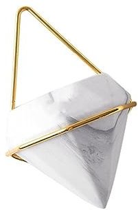 VINTORKY Vaso da Appendere in Ceramica a Forma di Diamante Marmorizzato Oro, Design Creativo e Sicuro per Fiori e Mini Cactus, Decorazione e Regalo