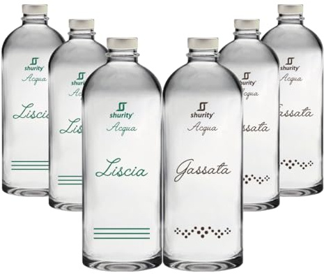 Pack Misto 6pz. – Bottiglie Personalizzate Trasparenti 75cl. con Tappo Argento Shurity Puffy
