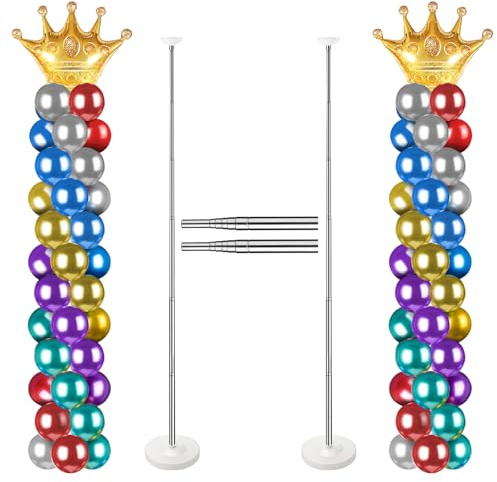 Voircoloria Balloon Column Stand for Floor Set of 2, Adjustable Balloon Arch Stand Balloon Tower Pillar for Halloween Gender Reveal, New Yew, Baby Shower, Birthday Party Decorations (Upgraded)