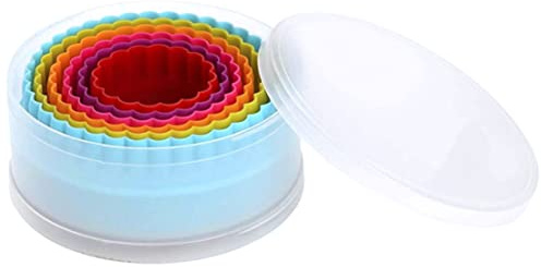 Cortador de galletas, cortador de galletas redondo plástico de doble cara ondulada para cocinar moldes para hornear gadgets de cocina 6 piezas, herramientas de cocina