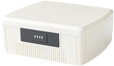 TWSOUL Cassaforte con codice numerico, scatola di sicurezza per esterni, cassetta di sicurezza a due strati, scatola richiudibile, serratura a combinazione, contenitore portatile per medicina (bianco)