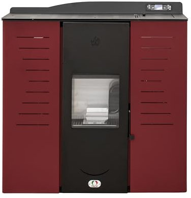 STUFE A PELLET ITALIA Italia 20 KW 5 Stelle WiFi - Stufa a Pellet Idro per Riscaldamento e Acqua Calda Efficienza 89% Scalda 130m² Autonomia 16H Programmabile 5 Potenze Garanzia 24 Mesi Rosso