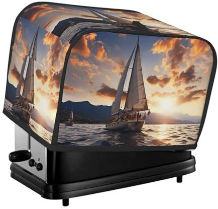 Segelboot-Toaster-Abdeckung, 2 Scheiben, Küche, kleine Geräte, Abdeckungen mit Taschen, Toaster, Staubschutz mit Griff oben, waschbar, Universal-Brotbackmaschinen-Abdeckung für Küche