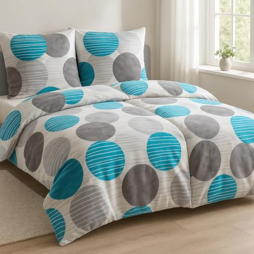 MALIKA® 4-TLG Kuschelige Winter Plüsch Bettwäsche 135x200 Cashmere-Touch Coral Fleece mit Kissenbezug 80x80 wärmer als Biber oder Flanell