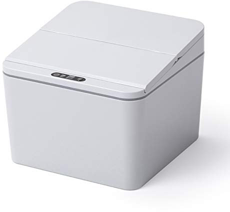 EYRMQWJPC Poubelle de bureau, Petite poubelle carrée en plastique à Induction intelligente, poubelle automatique avec couvercle for Table à manger et chevet de cuisine(Gris,6L)