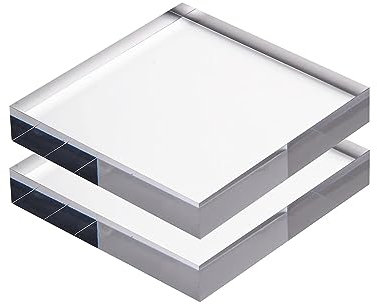 Acrylplatten, quadratischer Acryl-Displayblock, klar, massiv, für Fotografie, Trophäen, Spielzeug, Kosmetik, Kunsthandwerk, Show, 8 x 8 x 3 cm