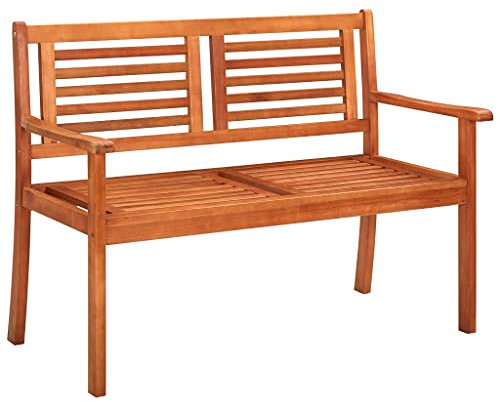 ULUYYUC Bierzeltbank Bank Balkon Balkonbank Kleiner Balkon Garden Bench - 2-Sitzer-Gartenbank mit Auflage 120 cm Massivholz Eukalyptus für Terrasse Garten Balkon Parks