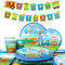 Train Party Supplies,16 Guests Train Party Tableware Set - Trains Birthday Plates Cups and Napkins Tablecloth etc Birthday Decorations Tableware for Boys/Girls Kids