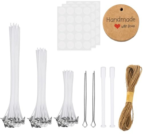 60 Stück Kerzendocht, Kerzendochte für Kerzen, Dochte für Kerzen, Kerzen Selber Machen Set, 3 Verschiedenen Größen Kerzendochte(10/15/20cm), Candle Wick Set, Kerzendocht für Kerzen Selber Machen