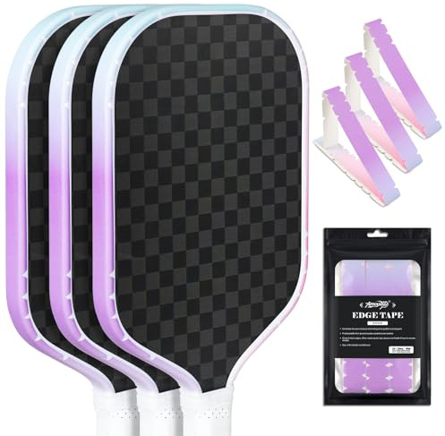 Amoswiz Pickleball Edge Guard Tape, Pickleball Protection Tapes 3 Pcs, Purple to Blue to Pink Gradiant Edge Tape, 26MM Width, No Wrinkling Edge Guard for 13MM & 16MM & 20MM Thicknesse Paddles