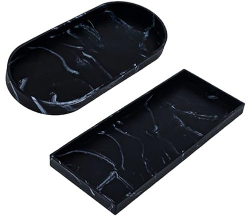 LdawyDE Decorative Tray 2 Pcs, Bathroom Vanity Tray, Wont Break Silicone Trays, Kitchen Bath Sink Organizer Plate, Small Trays Decorative for Cosmetics Jewelry Trinket Countertop