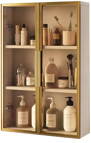 Modern Wall Mounted Double Glass Door Cabinet with 2 3 Tiers for Bathroom Laundry Room Kitchen or Office Storage 60 75cm Tall Utility nizer Display Rack