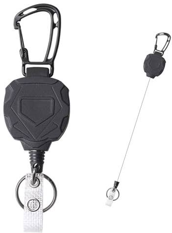Holder Retractable Clip mit Ausziehbarem Karabiner für Schlüsselanhänger und ID-Karten, Inklusive Lanyard – Cooles taktisches ID-Halter-Design