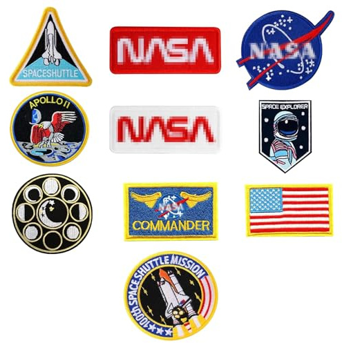 Parches termoadhesivos con diseño de astronauta, 10 unidades, con bandera de Estados Unidos, parches de la NASA, para ropa, manualidades, insignias individuales