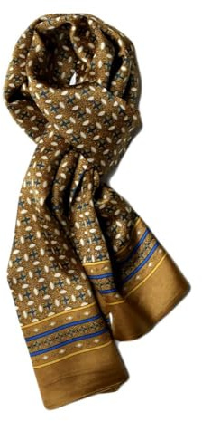 UK_Stone Halstuch Herren 100% Seide Schal Vintage Pattern Seidenschal Herrenschal,