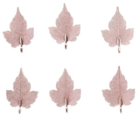 Respicefinem 6pcs Pink Zinc Alloy Leaf Pendant DIY Lightweight Jewelry Making Accessory For Household