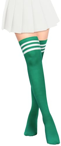 PROPOG Overknees strumpor dam, röda knästrumpor vinter fotboll sport strumpor knästrumpor cosplay varma långa strumpor högskola cheerleader kostym kvinnor flickor, Grön, one size
