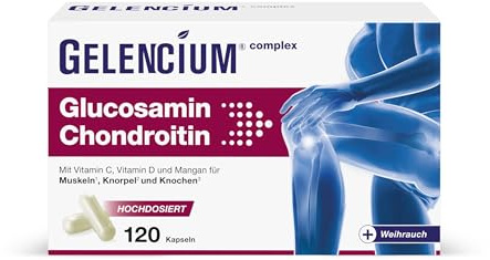 Gelencium Glucosamin Chondroitin hochdosiert mit Weihrauch – 120 Kapseln | 2.325 mg pro Tagesdosis · Mit Weihrauch (Boswellia serrata), Vitamin C, Vitamin D & Mangan · 30 Tage