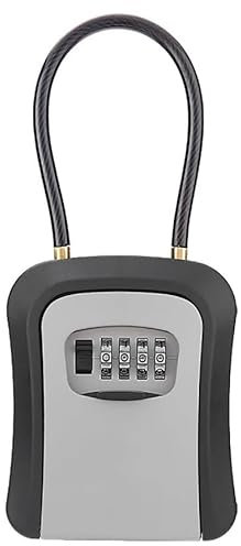 Lock Key Safe, Key Lock Box with Shackle and Password Multicolor 8.6x6.5x3cm(Grey)