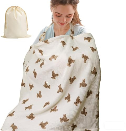 Breastfeeding Cover, Nursing Cover for Mum with Adjustable Strap, Cover Soft 360° Coverage Breathable Lightweight Apron, Lightweight Breast Feeding Cover for Stroller, Shopping Cart, High Chair