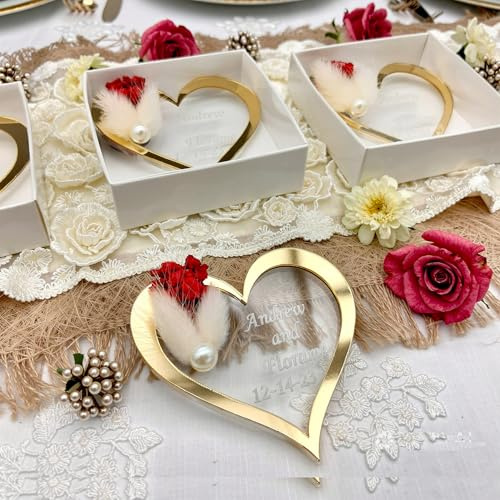 Giftupstore Hochzeitsgeschenk Gast Große Menge – Gold- Silber Herz Acryl Magnet Andenken – Einzigartige Brautparty-Geschenke, Babyparty und Verlobungs-Souvenirs (Gold, Set von 18)