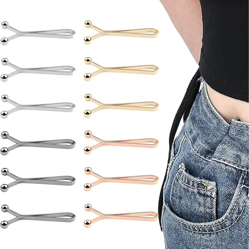 anyts Hosenbund Enger Machen Verstellbare Hosen Taillenspanner 36 Stück, Hosenbund Hosen Enger Machen Clip Hosenknopf für Jeans Kein Nähen Jean Rock T Shirts, Knöpfe Ohne Nähen